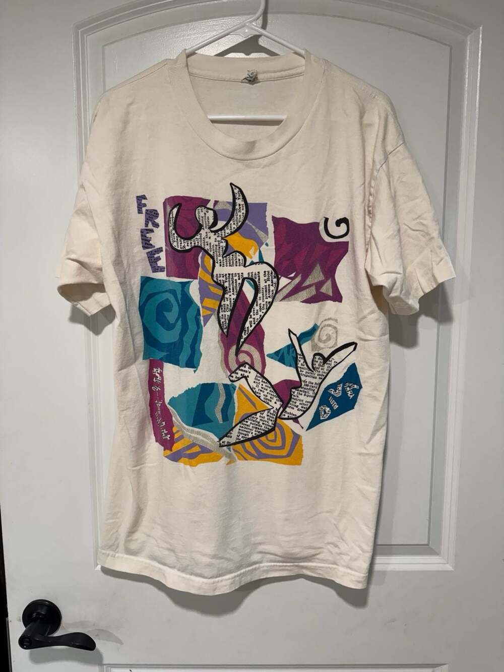 Vintage 90s Abstract Graphic Tee Art School Indie Streetwear Single Stitch XL